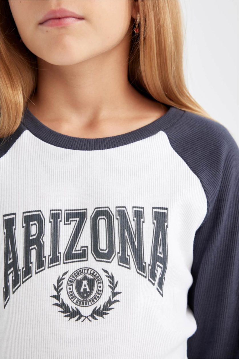 FILLES Blanc T-Shirt imprimé À Manches Longues Coupe régulière pour Fille