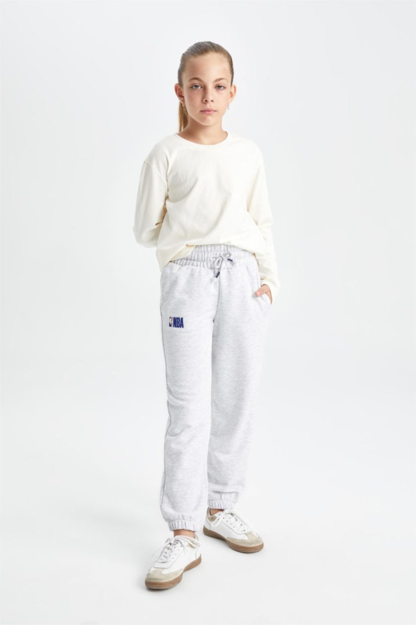 بناتي ميلانج رمادي بنطلون سويت بانتس جوجر فيت من NBA