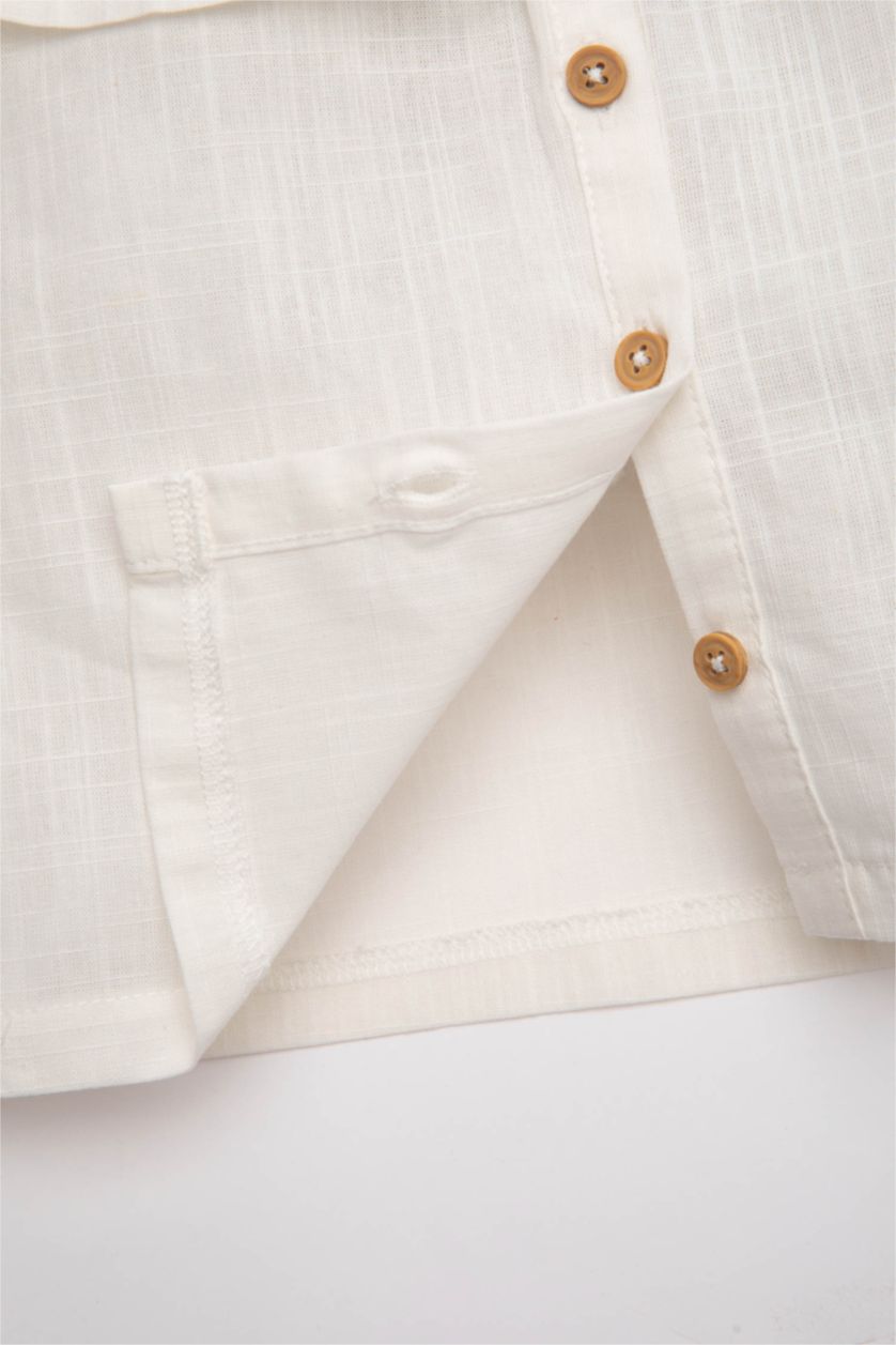 BABY GIRL Ecru Baby Girl Flared Poplin Sleeveless Ruffle Blouse Shorts 2 Piece Set