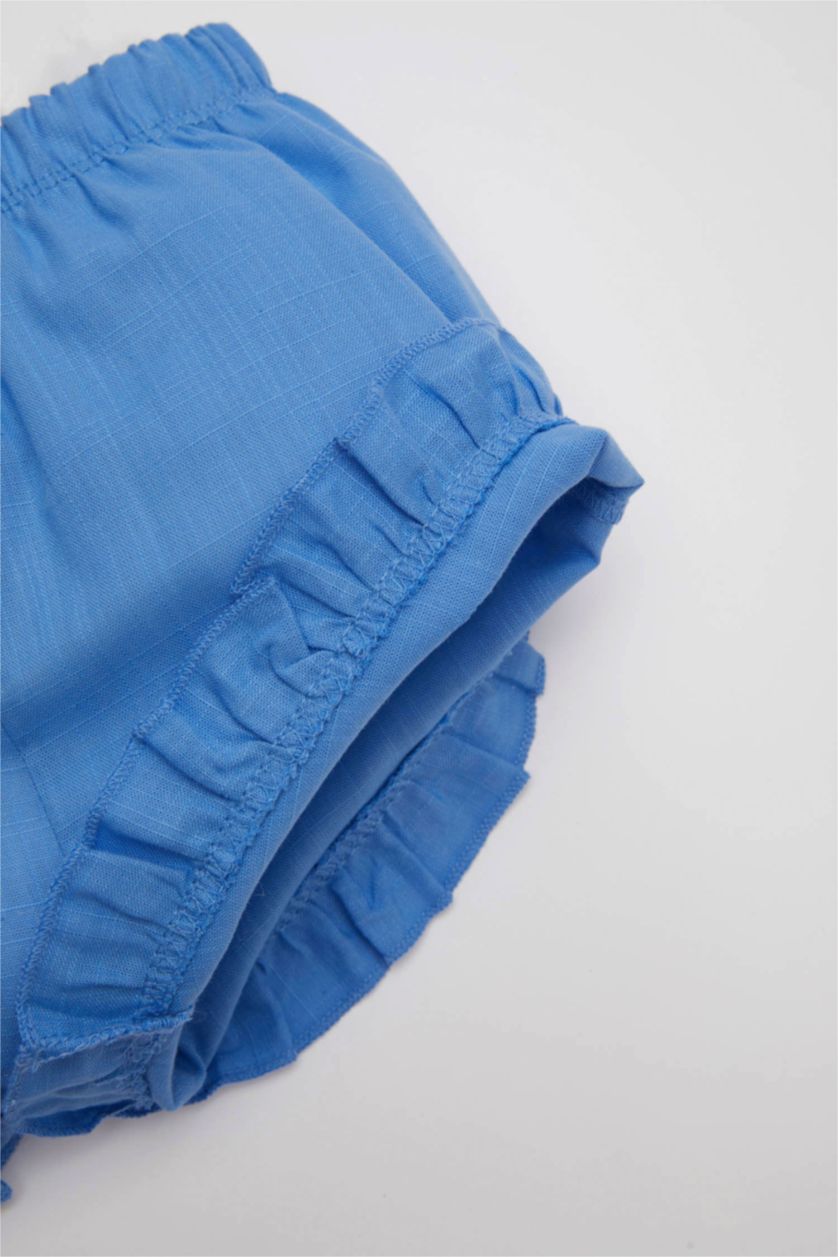 Baby Girl White Baby Girl Floral Poplin Blouse Shorts 2 Piece Set