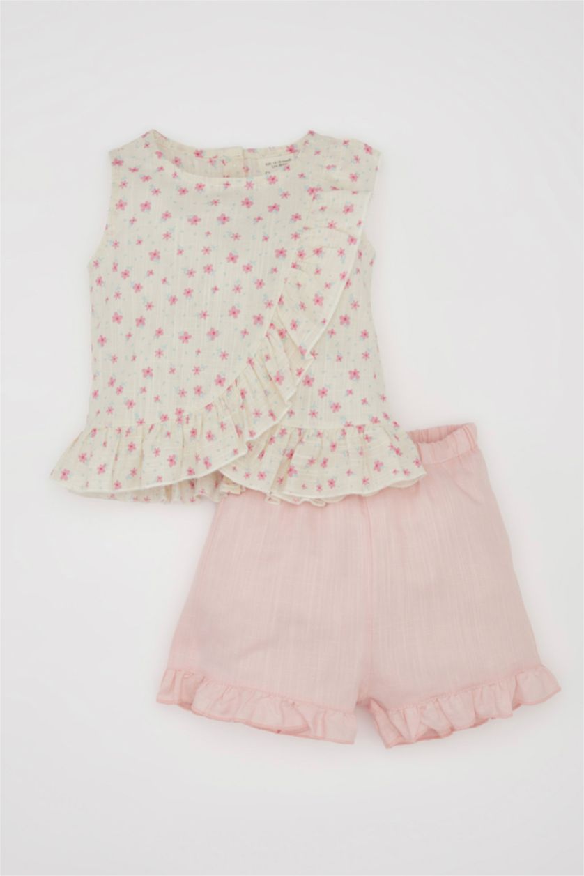BABY GIRL Stone Baby Girl Floral Poplin Blouse Shorts 2 Piece Set