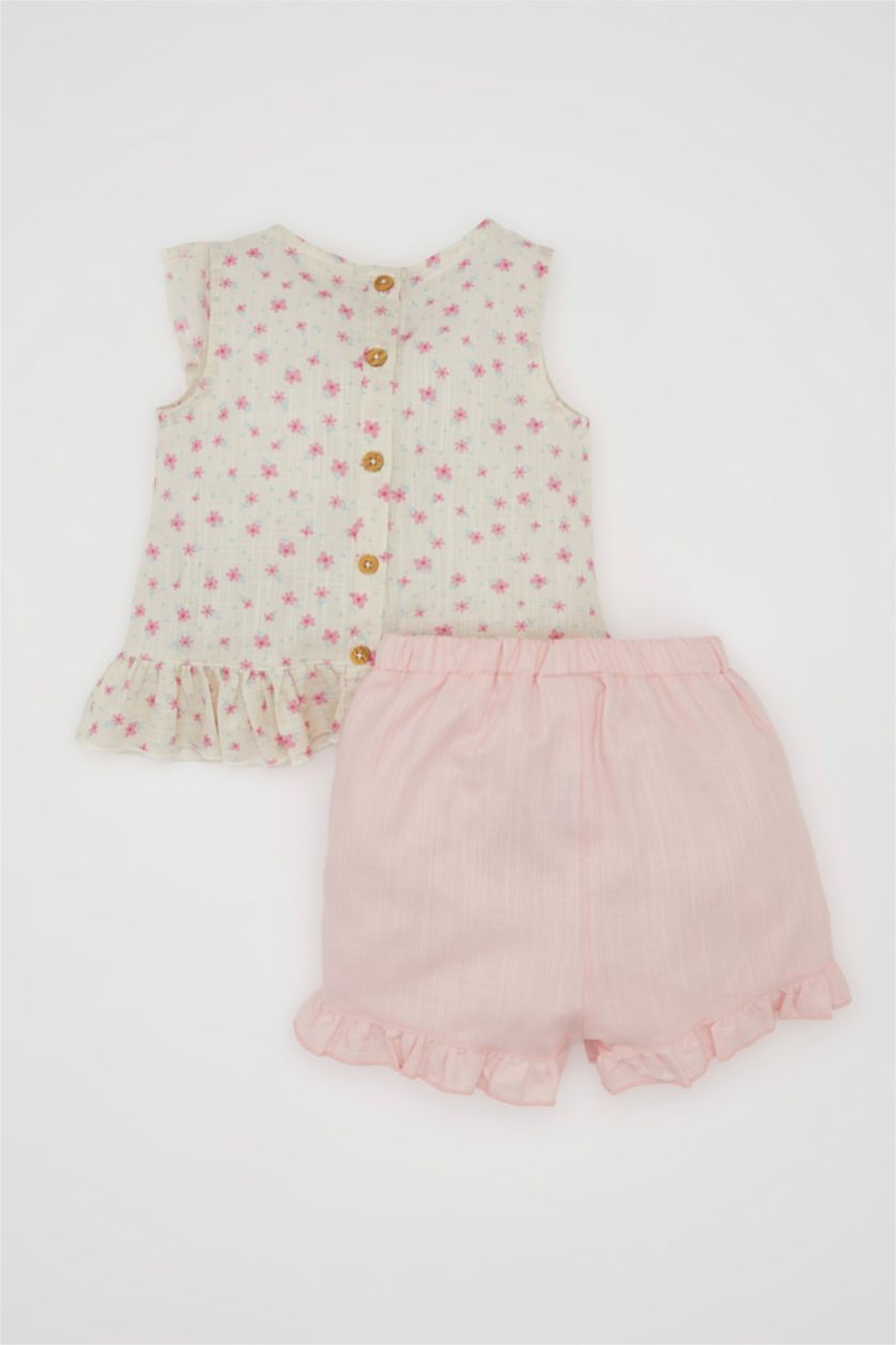 BABY GIRL Stone Baby Girl Floral Poplin Blouse Shorts 2 Piece Set