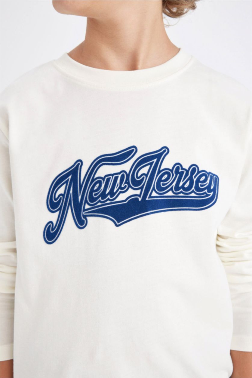 Boys & Teens Ecru Boy Crew Neck Printed T-Shirt