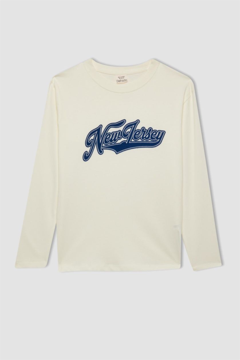 Boys & Teens Ecru Boy Crew Neck Printed T-Shirt