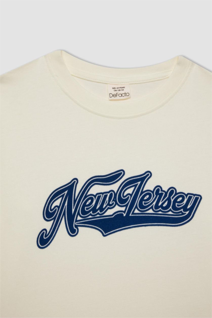 Boys & Teens Ecru Boy Crew Neck Printed T-Shirt