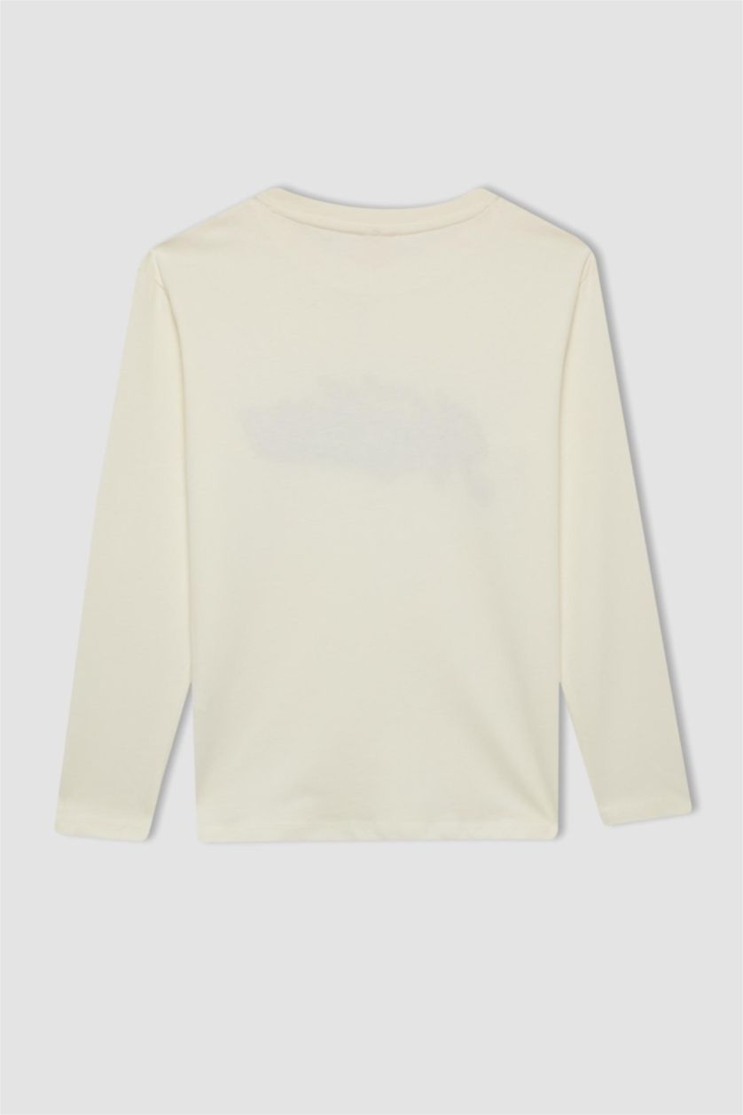 Boys & Teens Ecru Boy Crew Neck Printed T-Shirt