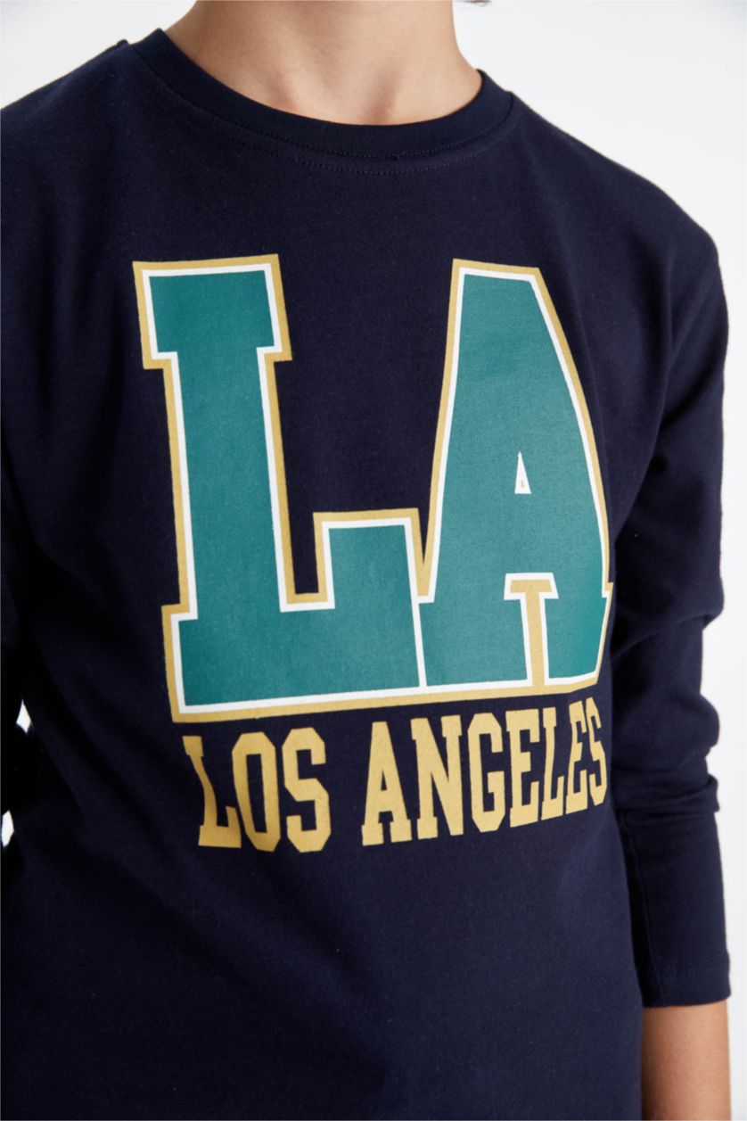 BOYS & TEENS NAVY Boy Crew Neck Printed T-Shirt