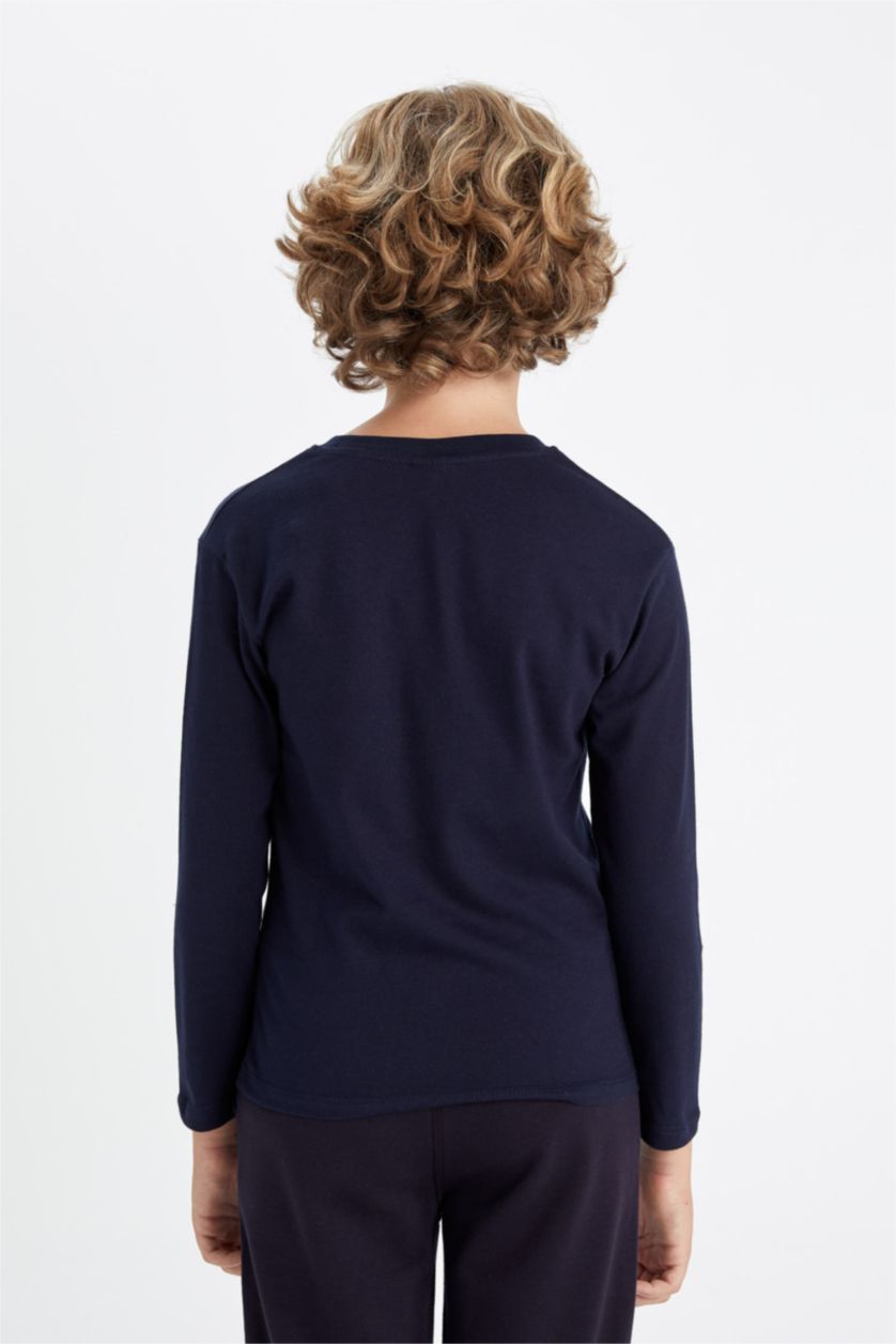 BOYS & TEENS NAVY Boy Crew Neck Printed T-Shirt