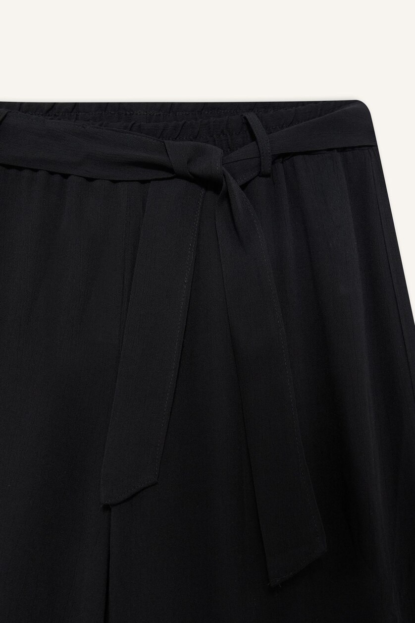 Kadın Siyah Culotte Krinkıl Viskon Pantolon