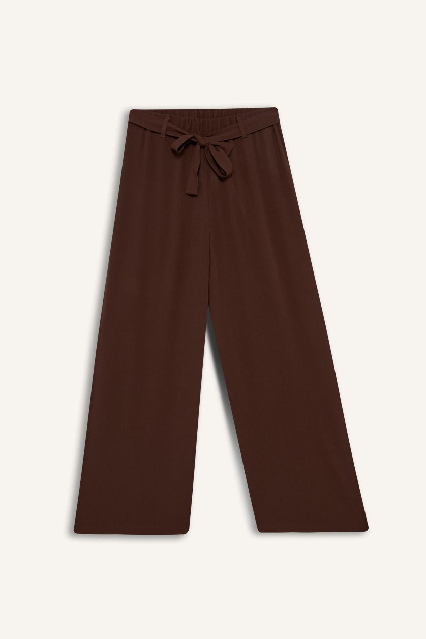 حريمي بني بنطلون كابري فيسكوز كولوت فيت برجل واسع