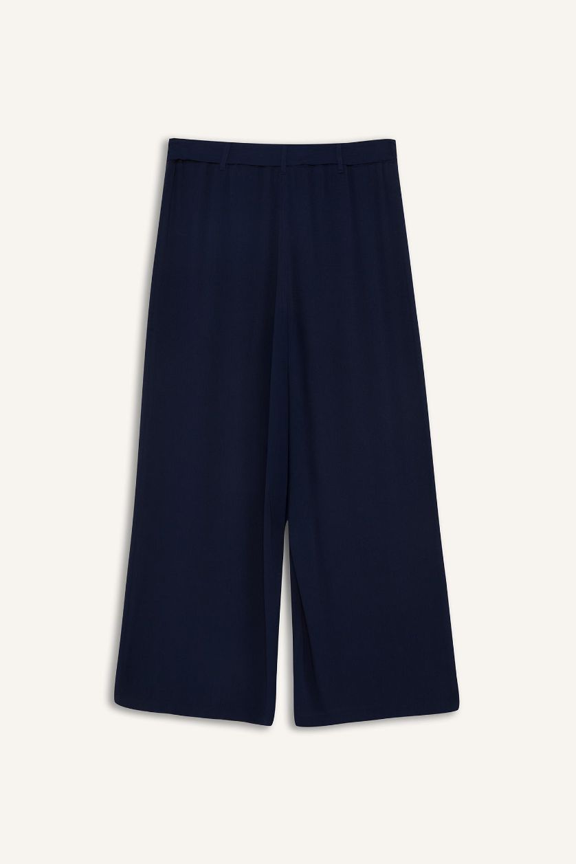 WOMAN NAVY Culotte Wide Leg Crinkle Viscose Capri Pants