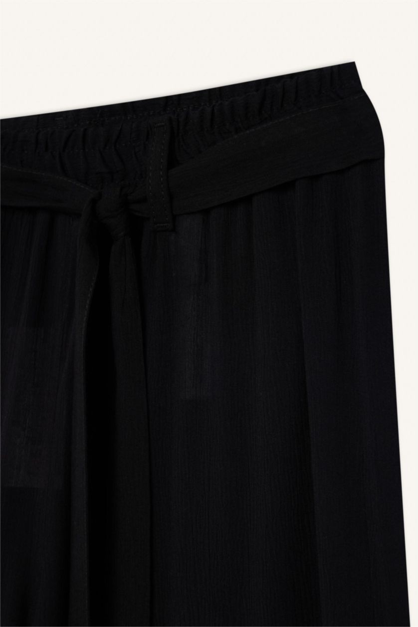 WOMAN Black Culotte Fit Crinkle Viscose
