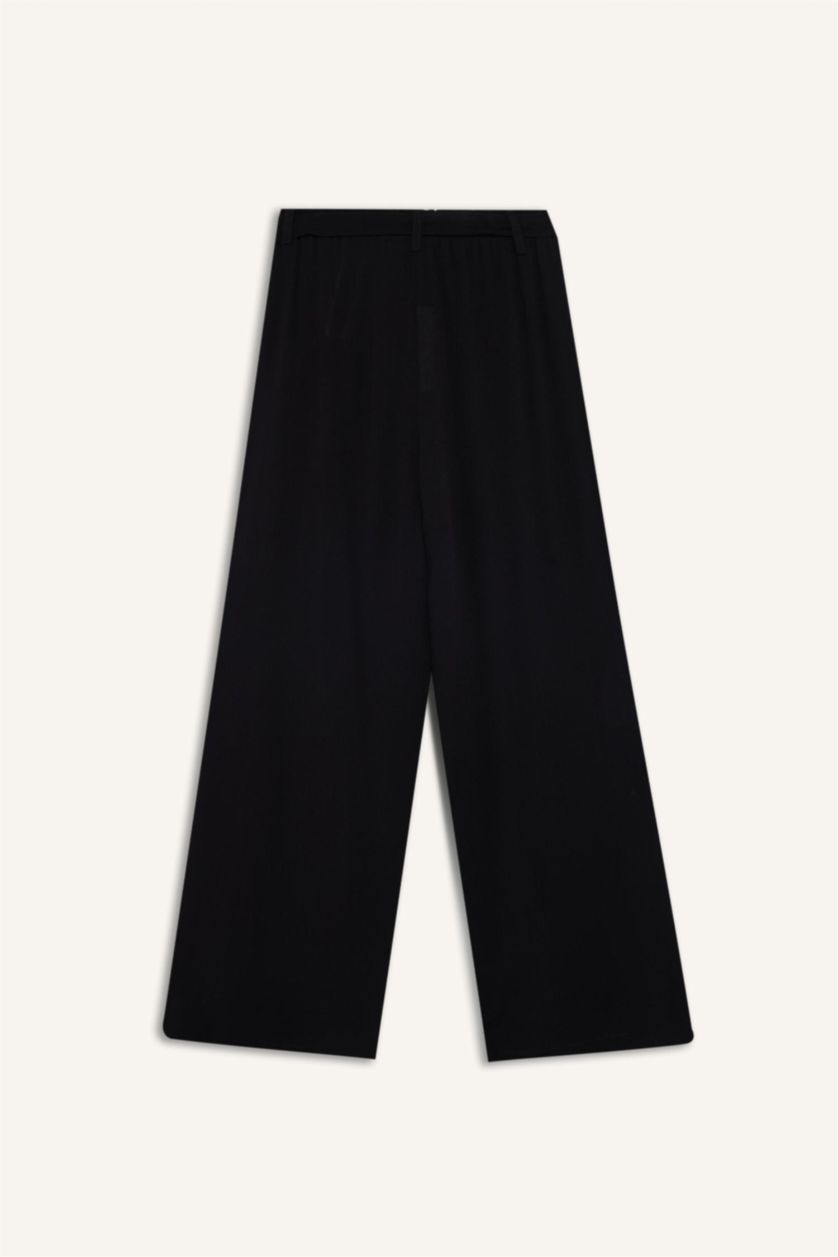 WOMAN Black Culotte Fit Crinkle Viscose