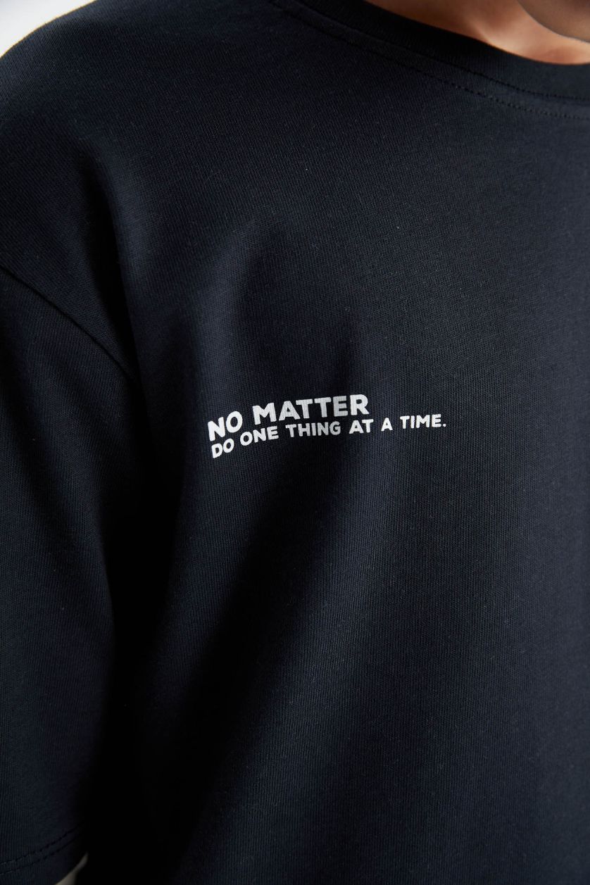 أولادي أنثرا تيشيرت اولادي كم طويل بطبعة حروف قصة عادية