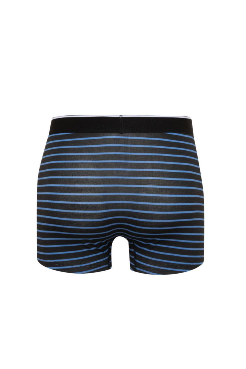 Erkek Siyah Regular Fıt Çizgili 3'lü Boxer