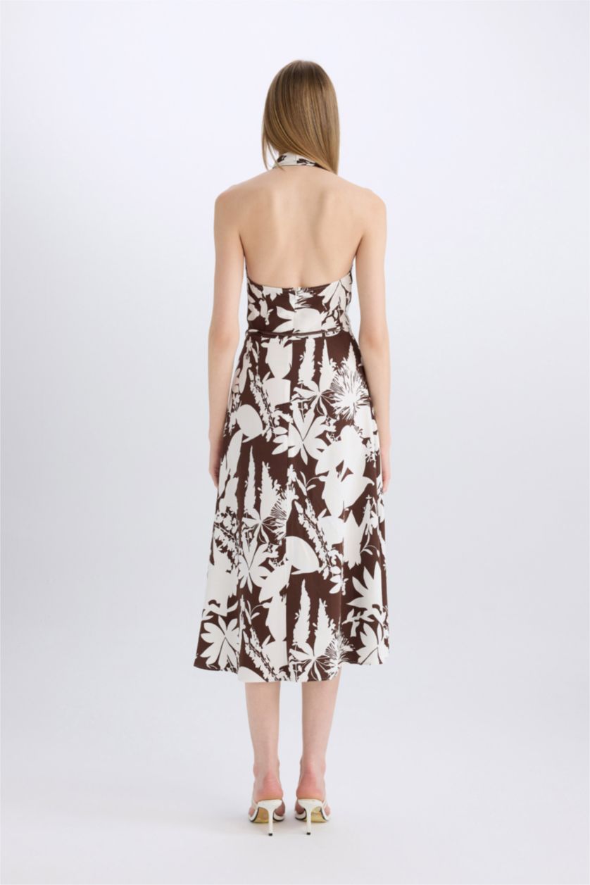 Woman Brown Linen Blend Sleeveless Maxi Dress