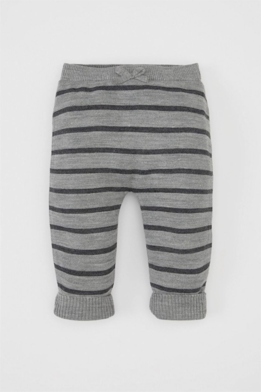 BABY GIRL Light Grey Baby Boy Knitted Pullover Striped Knitted Bottom 2 Piece Set
