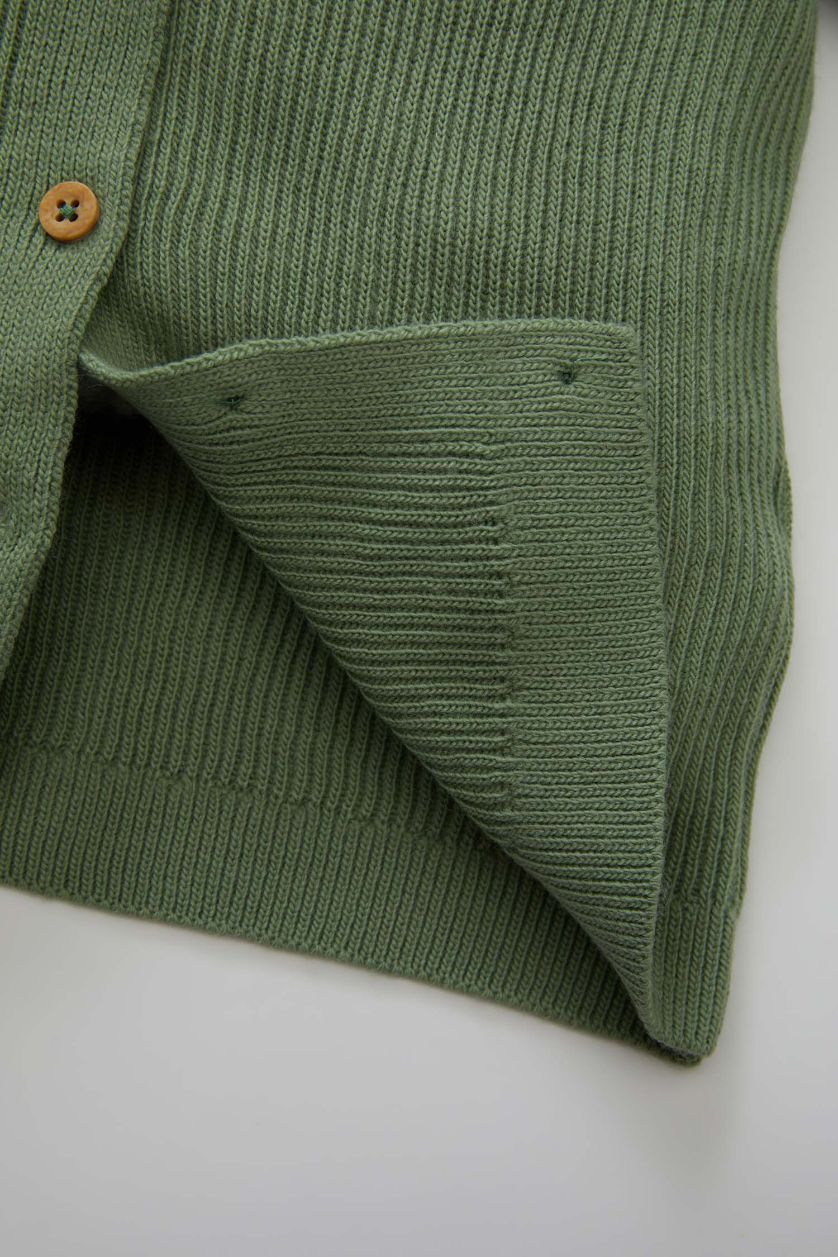 طفلة صغيرة أخضر طقم تريكو بيبي اولادي كارديجان وبنطلون قصة عادية - قطعتين