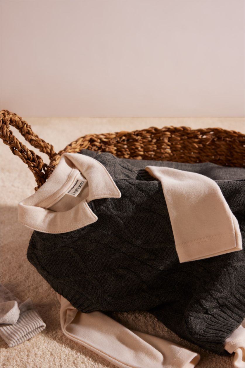 BABY GIRL Grey Baby Boy Buttoned Snap Body Patterned Pullover Bottom 3 Piece Set