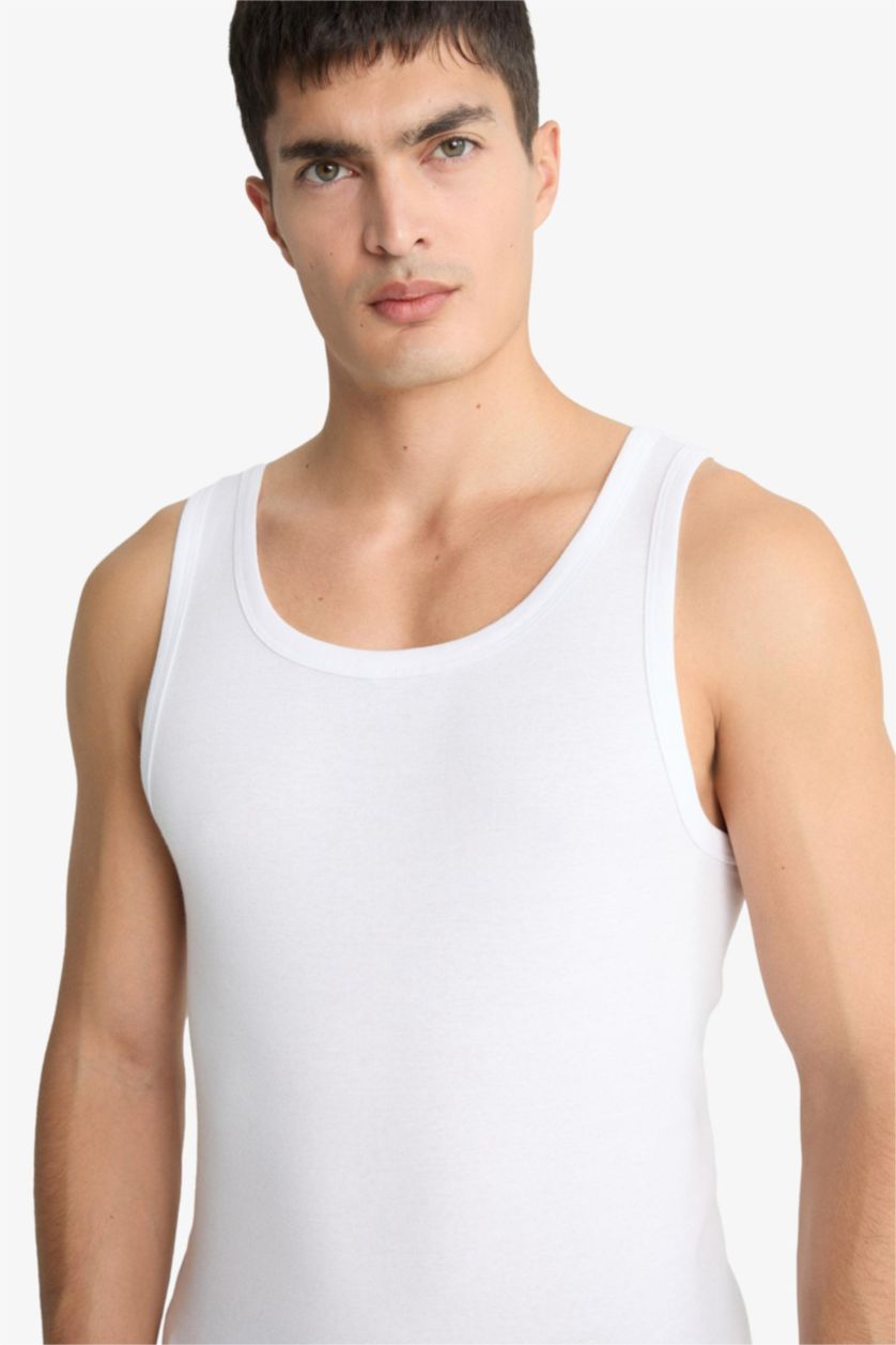 Мужчины Белый Слим Фит Узкий Фит Кашкорс 2 штуки Майка