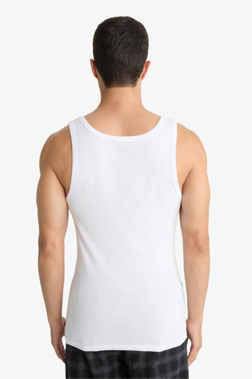 Мужчины Белый Слим Фит Узкий Фит Кашкорс 2 штуки Майка