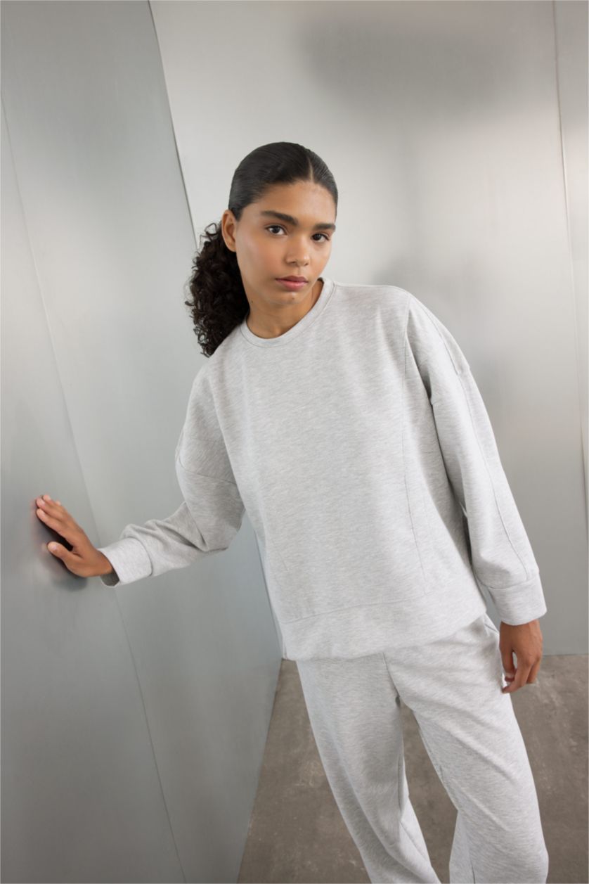 WOMAN Grey Melange Scuba Fabric Sweatshirt