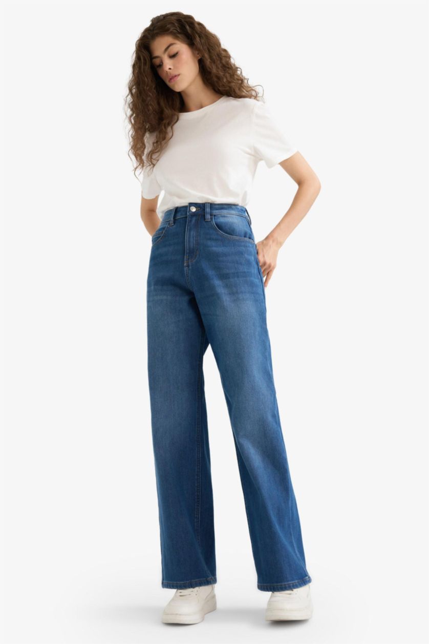 Әйелдерге қою көк релакс пішімі деним Шалбар