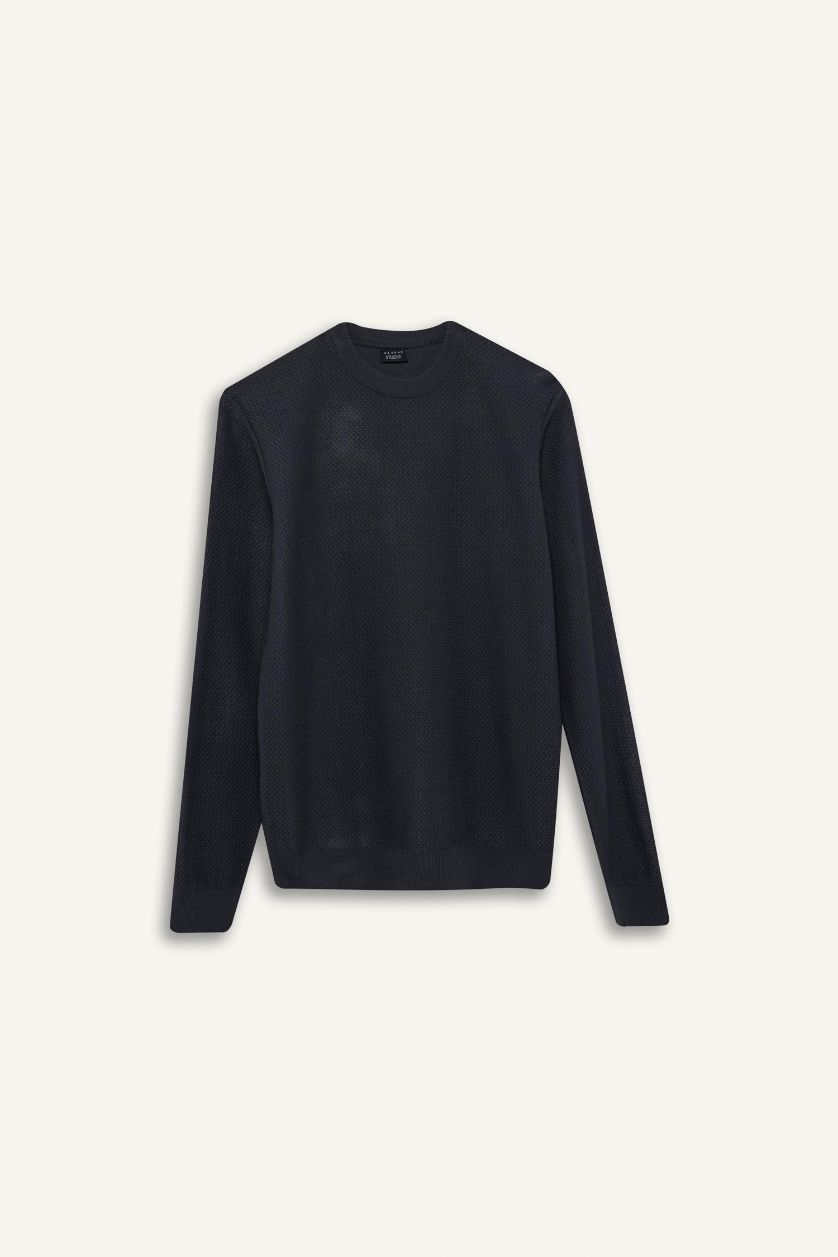 Erkek Antrasit Standart Fıt Bisiklet Yaka Triko Kazak