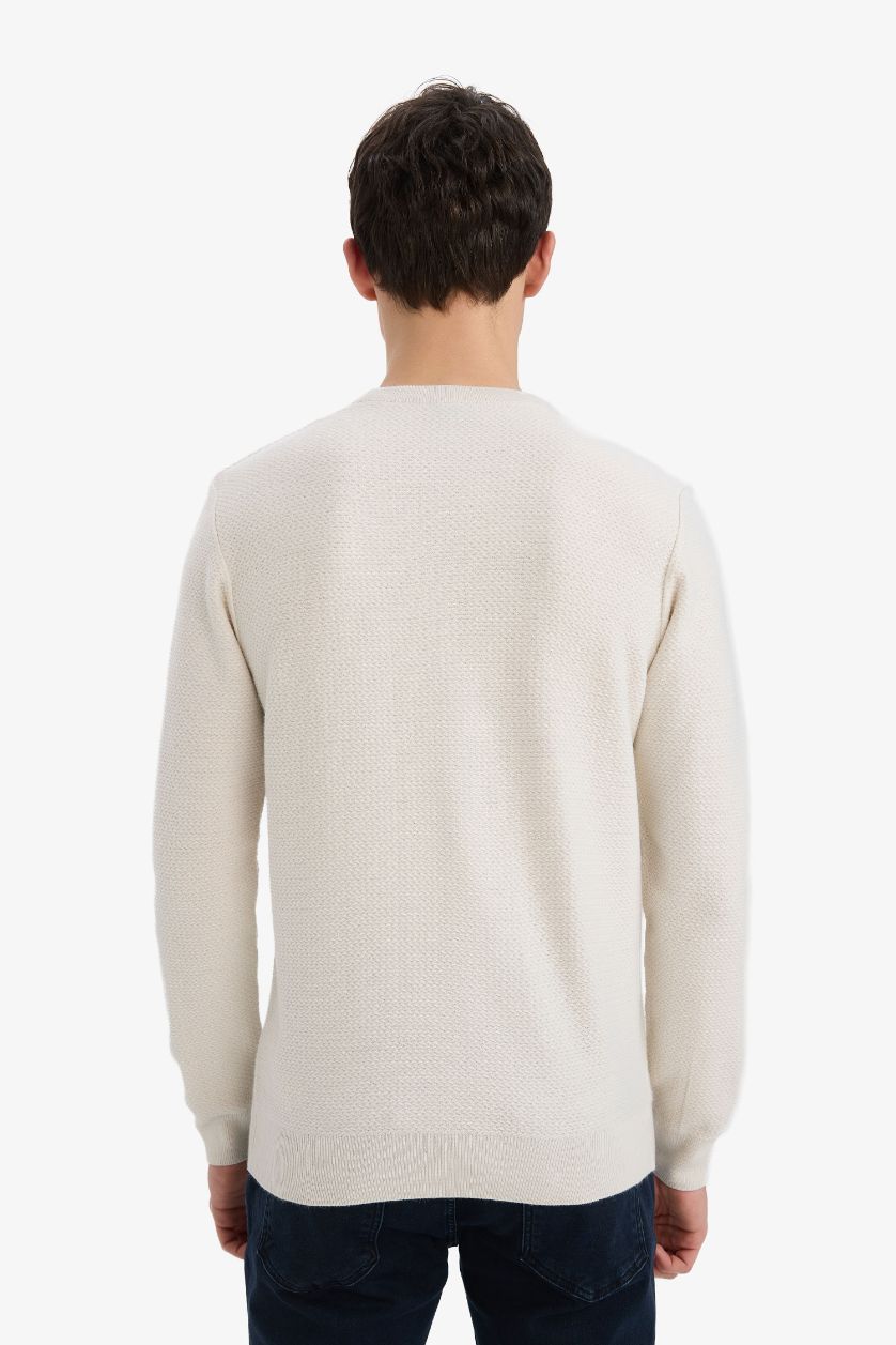 Erkek Taş Standart Fıt Bisiklet Yaka Triko Kazak