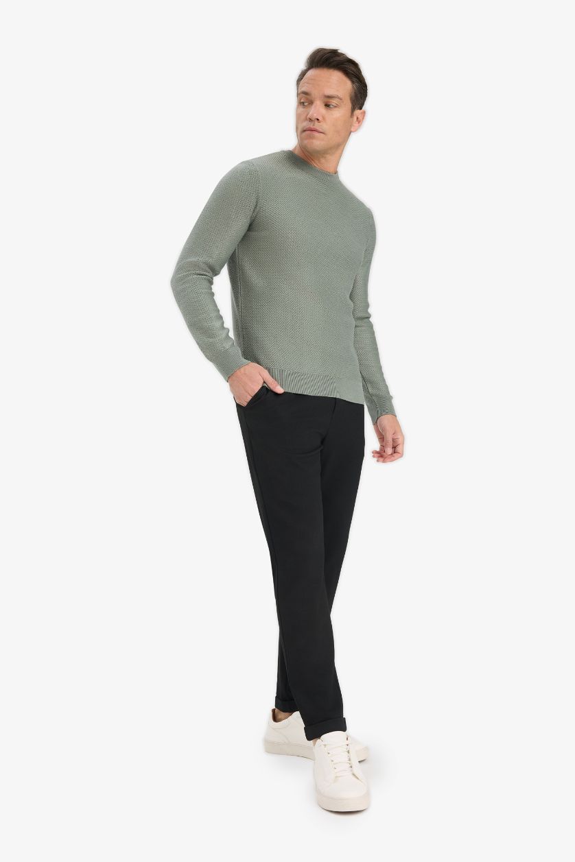 HOMME Vert Pull en tricot à col rond Coupe standard