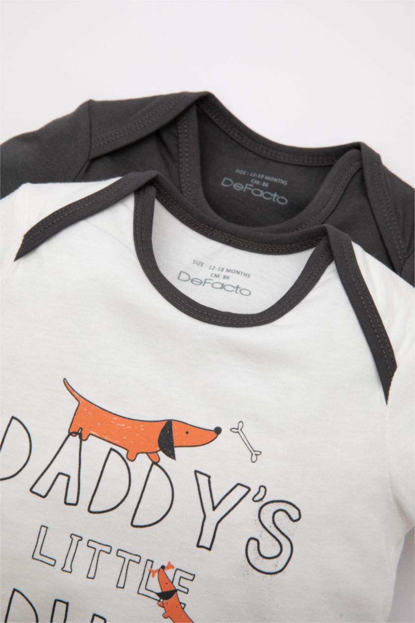 Baby Boy White Baby Boy Newborn Dog Printed Cotton 2 Piece T-Shirt