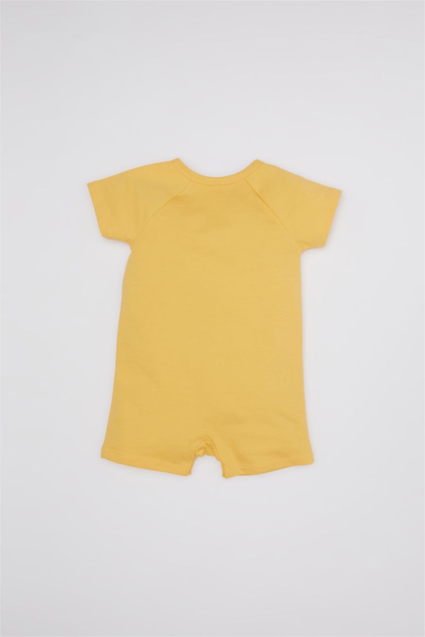 Baby Boy Yellow Baby Boy Newborn Dog Printed Short Sleeve Jumpsuit