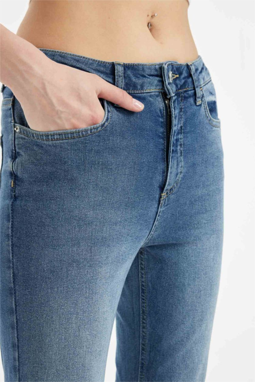FEMME Bleu Jean bootcut long à taille normale
