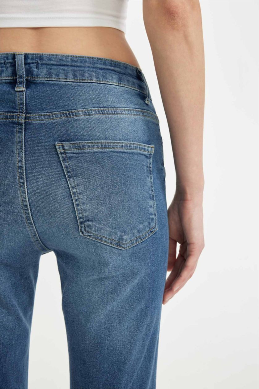 FEMME Bleu Jean bootcut long à taille normale