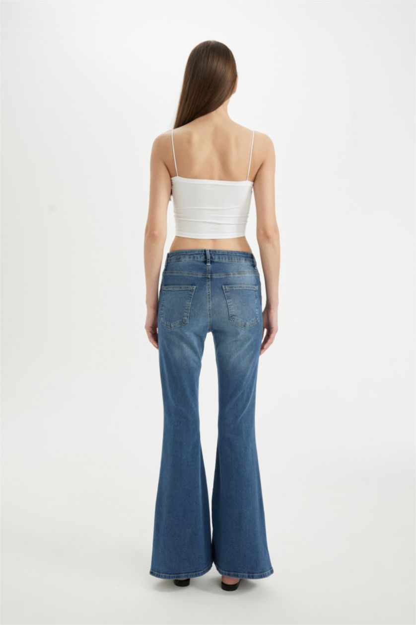 FEMME Bleu Jean bootcut long à taille normale