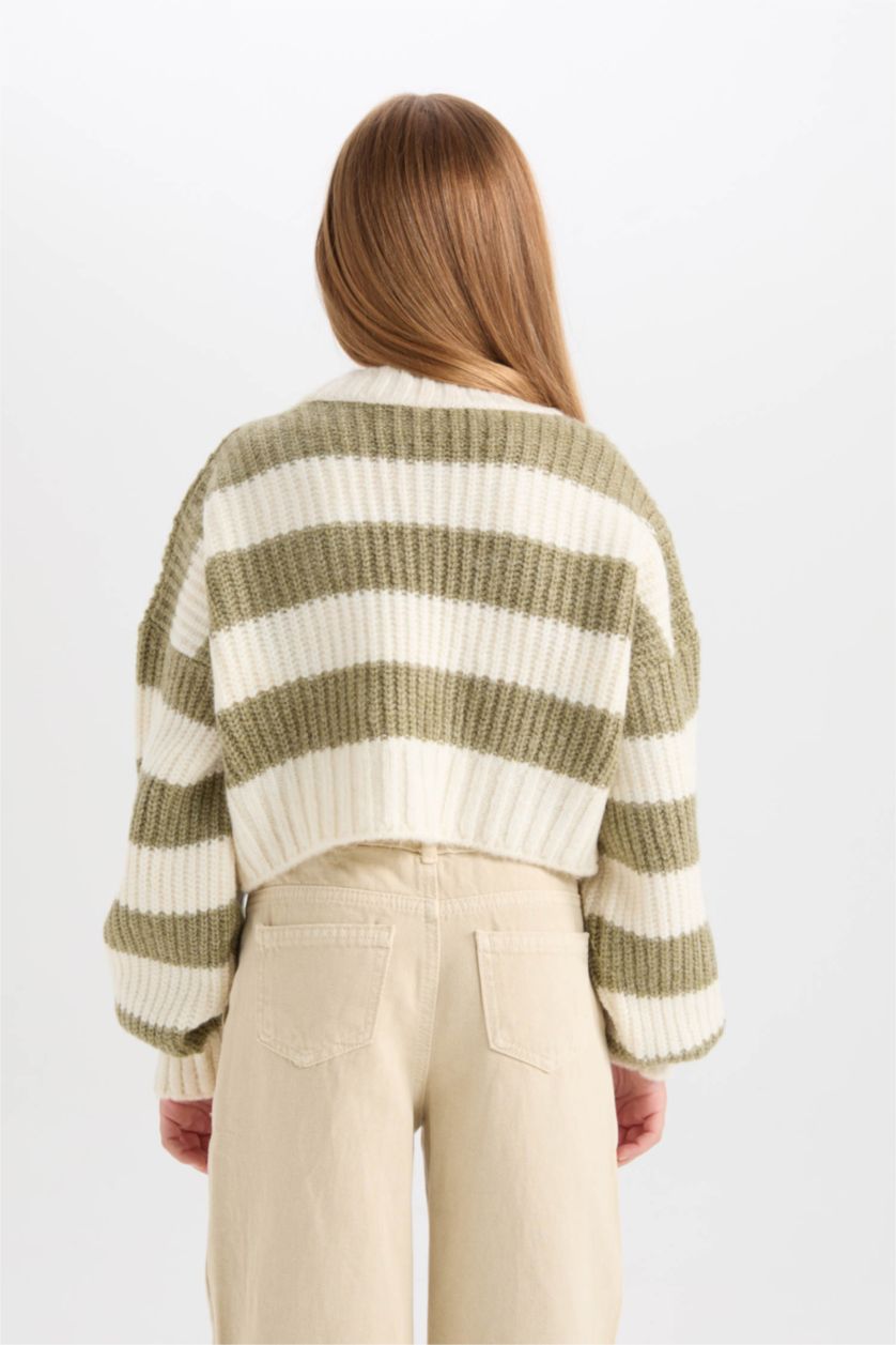 FILLES Beige Cardigan à coupe régulière et Col V