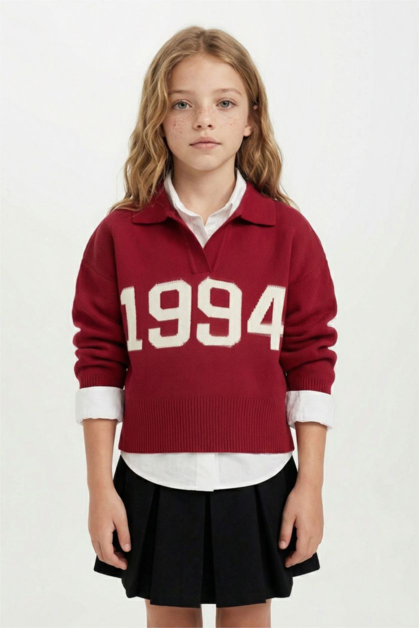 GIRLS & TEENS Red Girl Red Polo Neck Knitwear Pullover