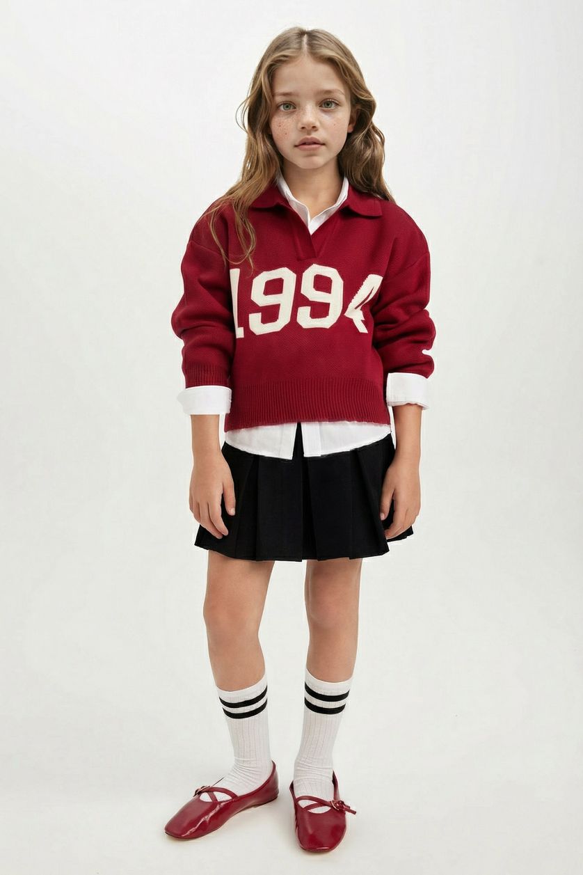 GIRLS & TEENS Red Girl Red Polo Neck Knitwear Pullover