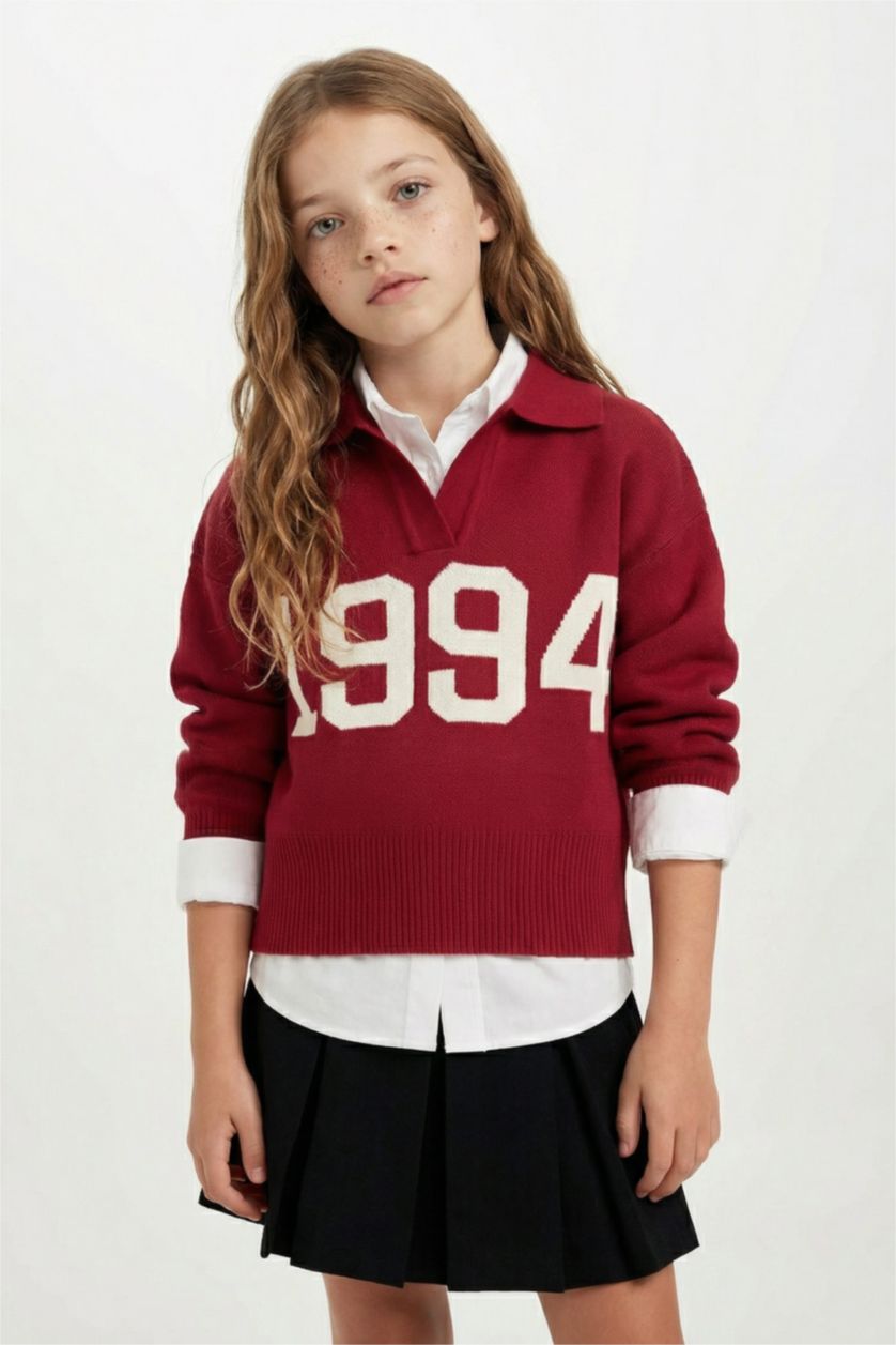 GIRLS & TEENS Red Girl Red Polo Neck Knitwear Pullover