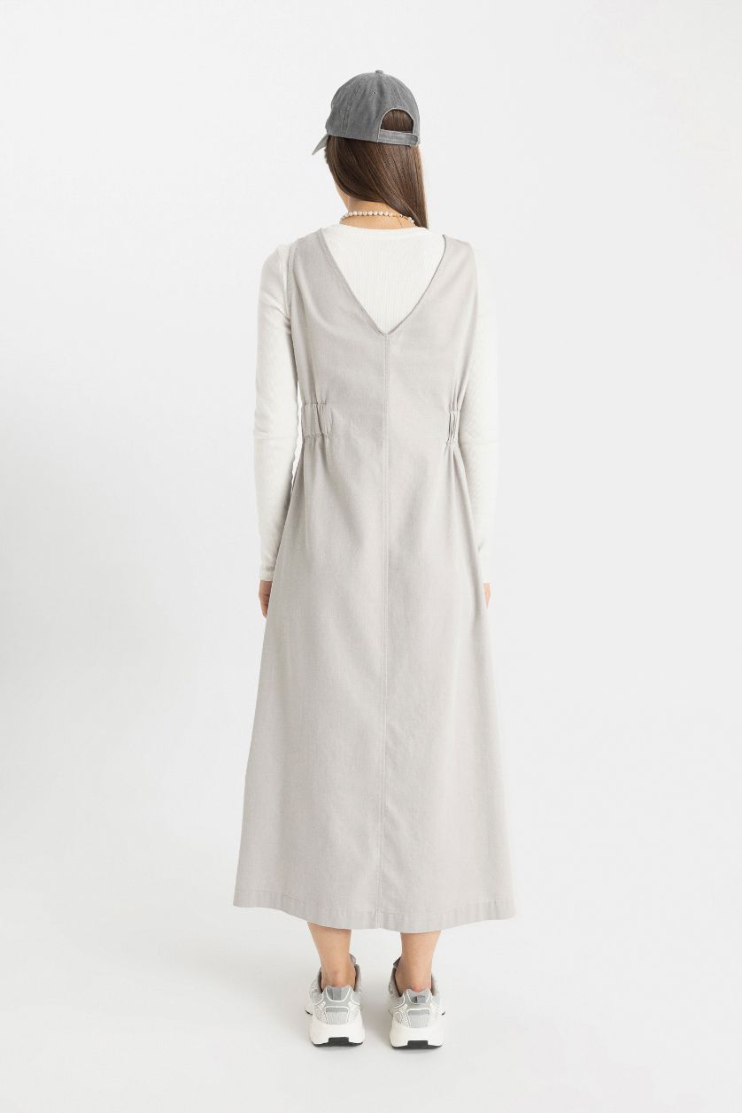 Kadın Açık Gri Regular Fıt Gabardin Elbise