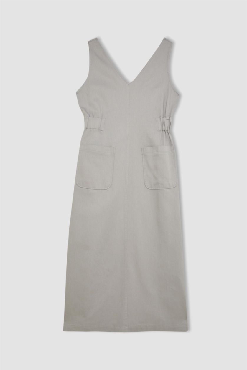 Kadın Açık Gri Regular Fıt Gabardin Elbise