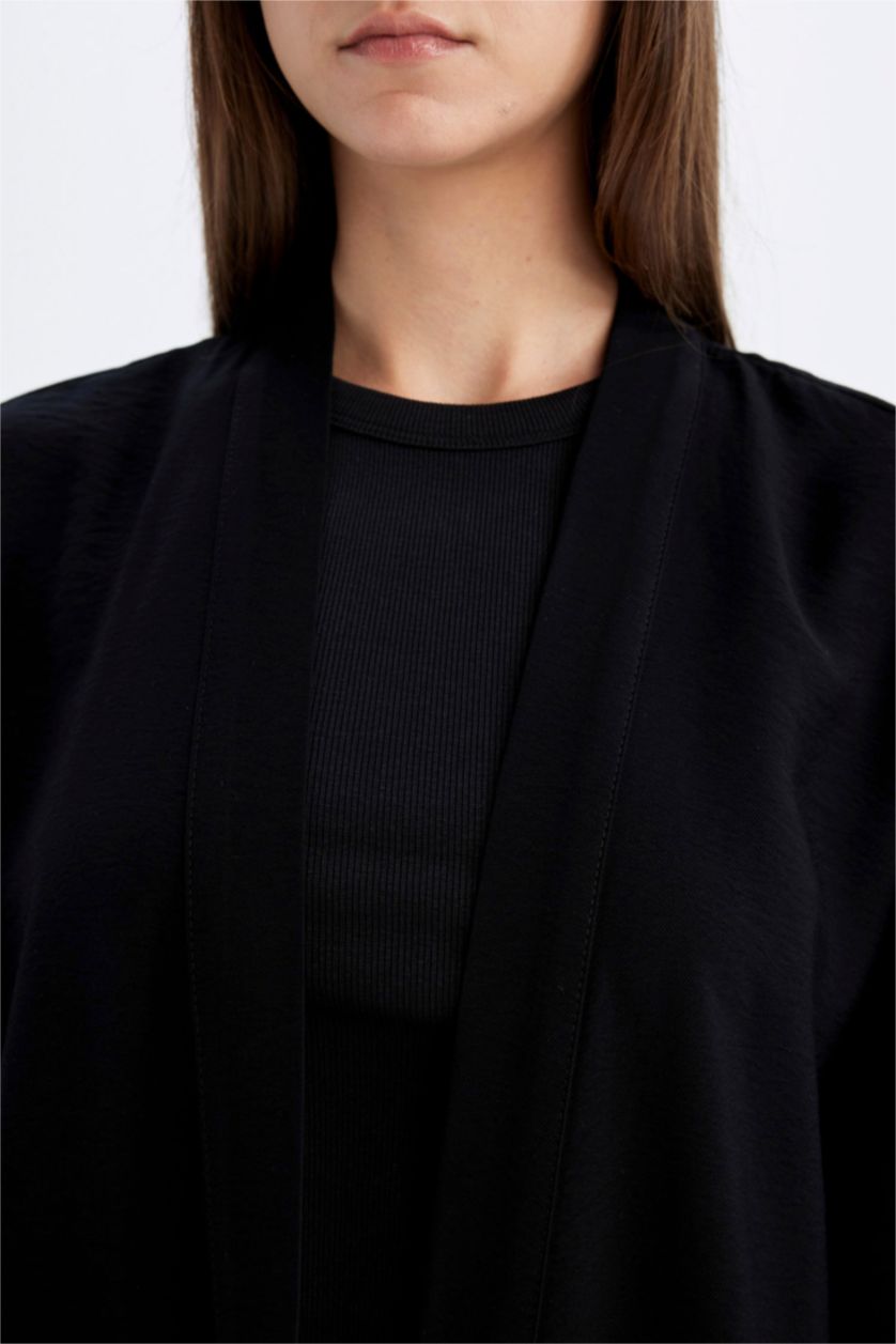 WOMAN Black Relax Fit Gradient Collar Long Sleeve Kimono