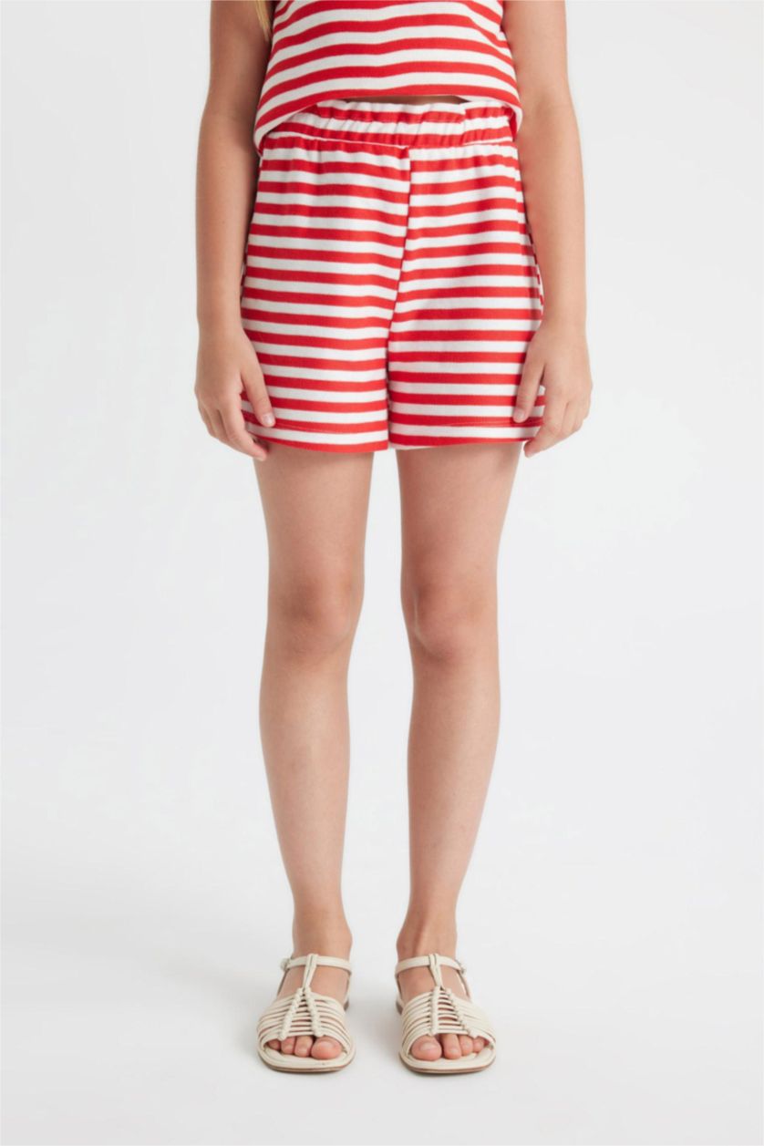 Kız Çocuk - Genç Kız Kırmızı Çizgili Şort Kız Çocuk