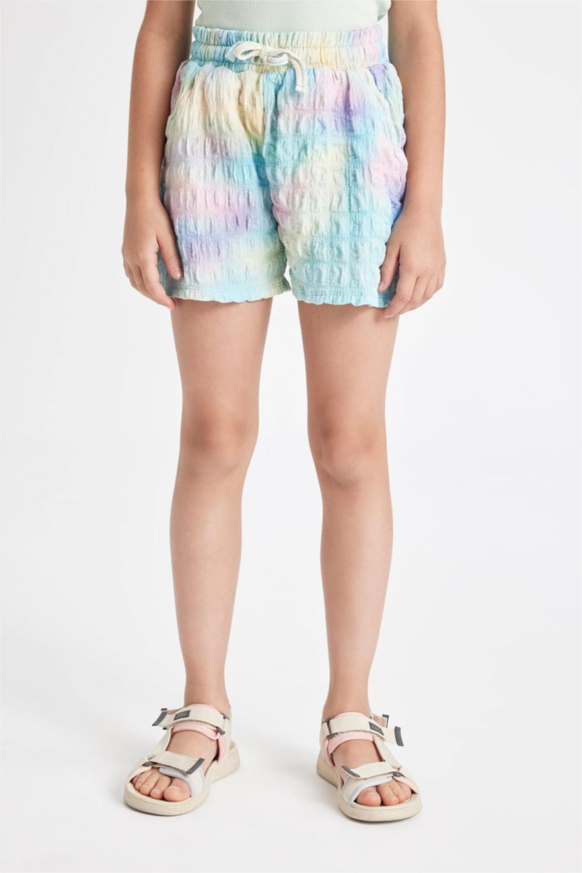 GIRLS & TEENS Aqua Girl Batik Patterned Wrinkled Shorts