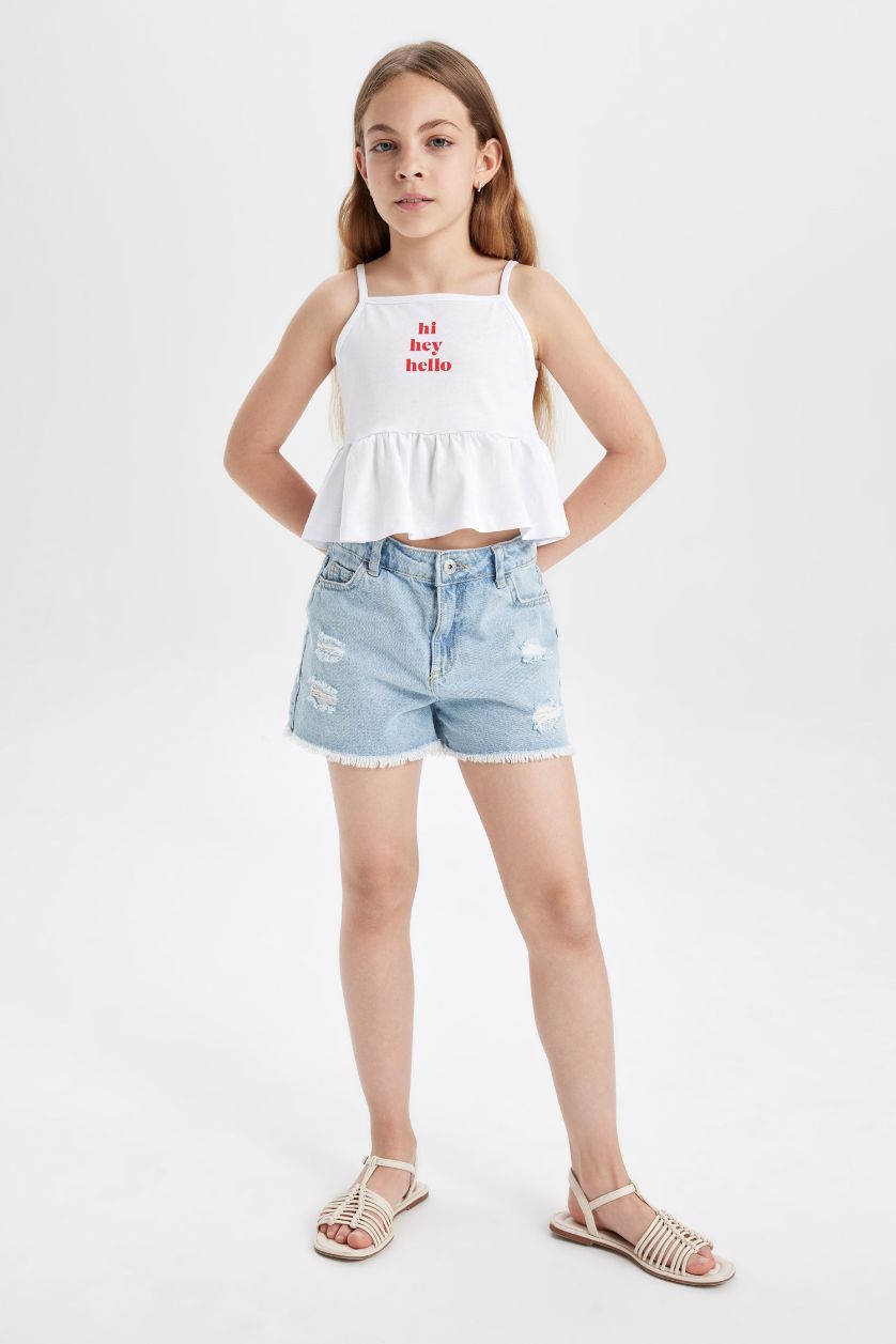 GIRLS & TEENS White Girl Printed Sleeveless T-Shirt