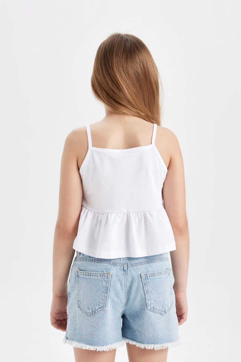 GIRLS & TEENS White Girl Printed Sleeveless T-Shirt