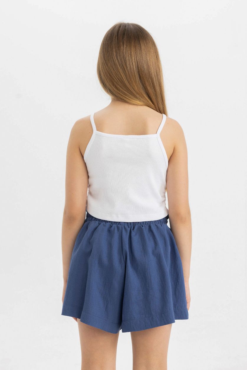 Kız Çocuk - Genç Kız Beyaz Bisiklet Yaka Basic Düz Atlet Kız Çocuk