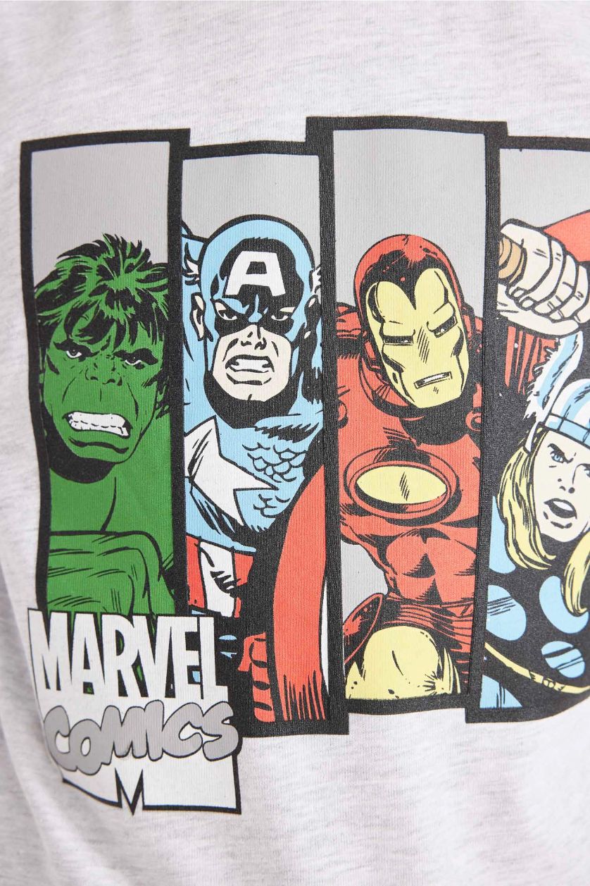 GARÇONS Gris Clair T-Shirt à Manches Longues en tricot à Col Rond Marvel Comics pour Garçon