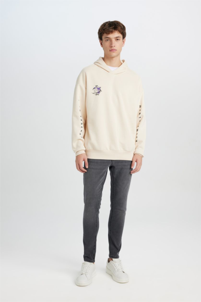 Erkek Kum Oversıze Kalın Sweatshirt Kumaşı Sweatshirt