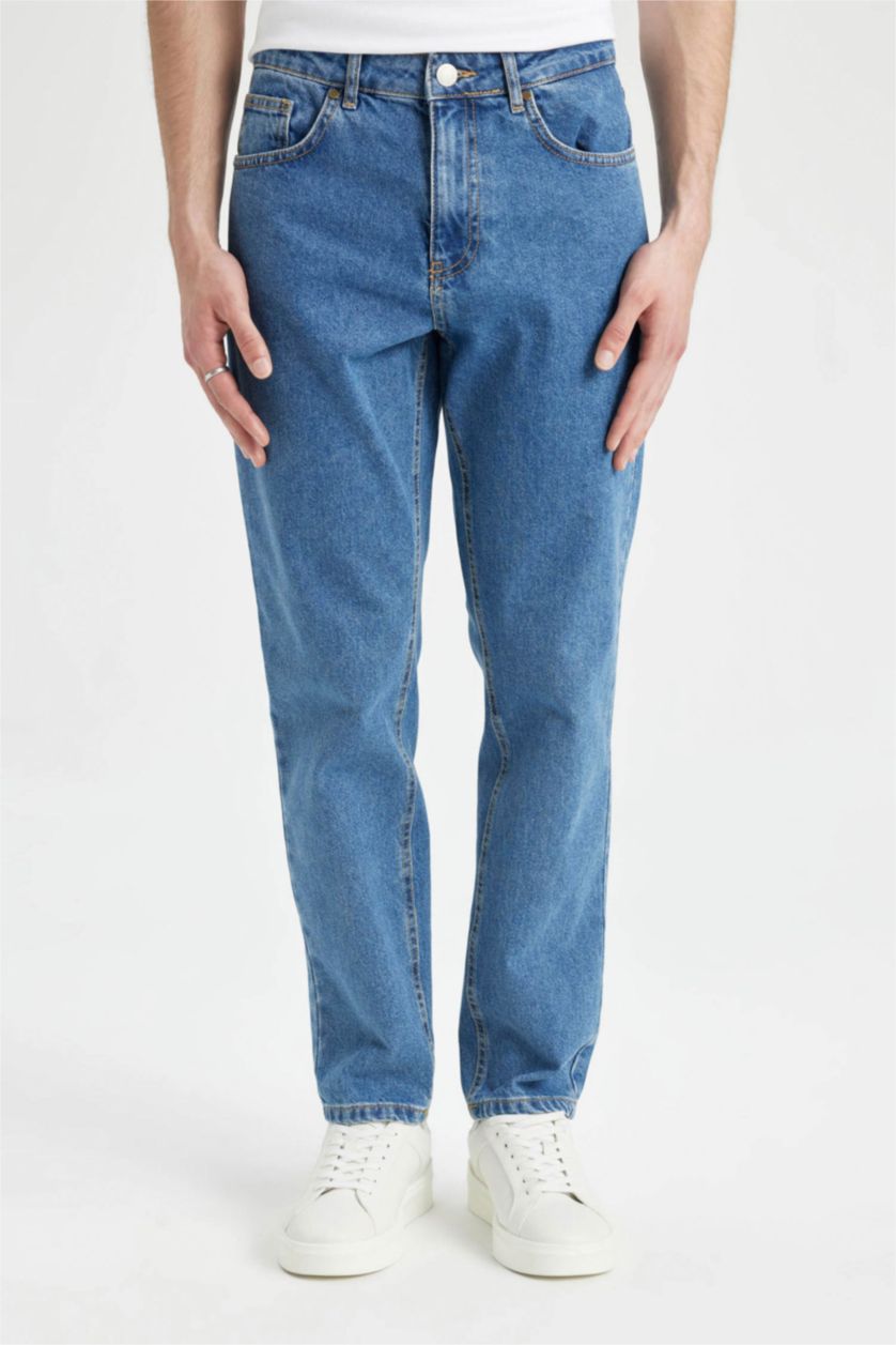 MAN Blue Regular Tapered Fit Trousers